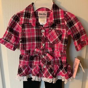 Baby girl matching pink/black outfit 12mo